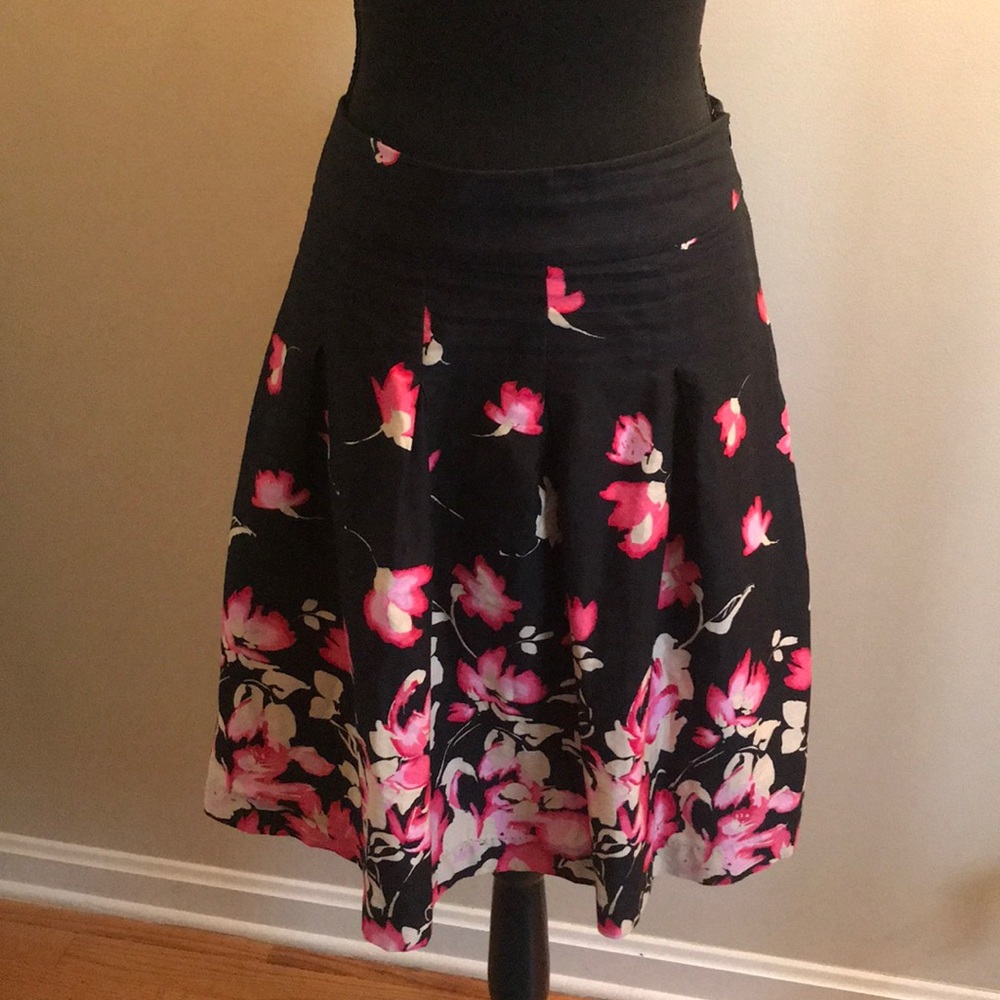 George Pink Floral Pleated A-line Skirt - Size 18